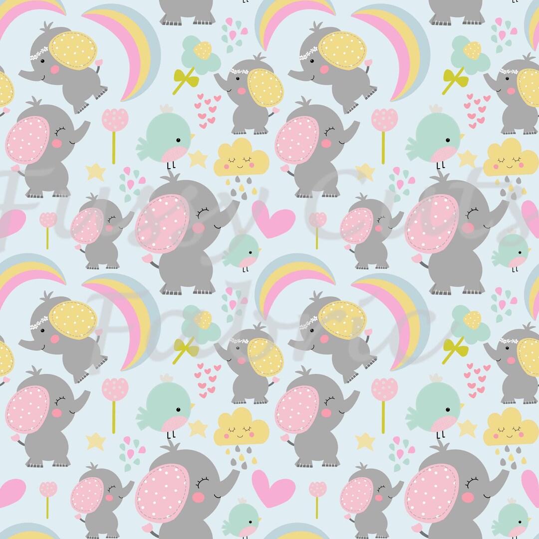 Baby Elephants on Blue Elephant Nursery Fabric Elephants Etsy