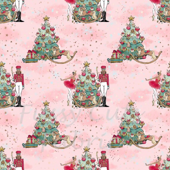 Nutcracker Fabric Sugar Plum Fairy and Soldier Pink Etsy Australia