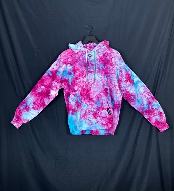 Pink and blue tie dye hoodie mens cheap