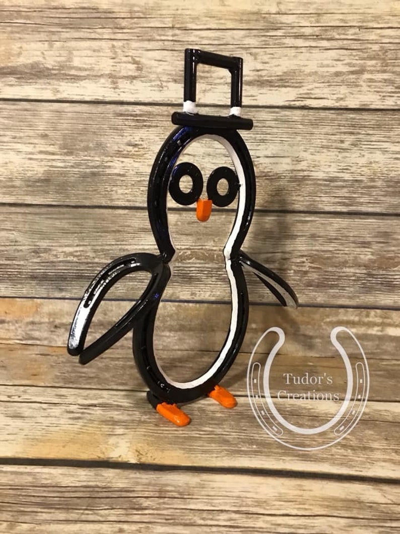 Horseshoe Penguin Horseshoe Decor Horseshoe Art Christmas Snow Etsy