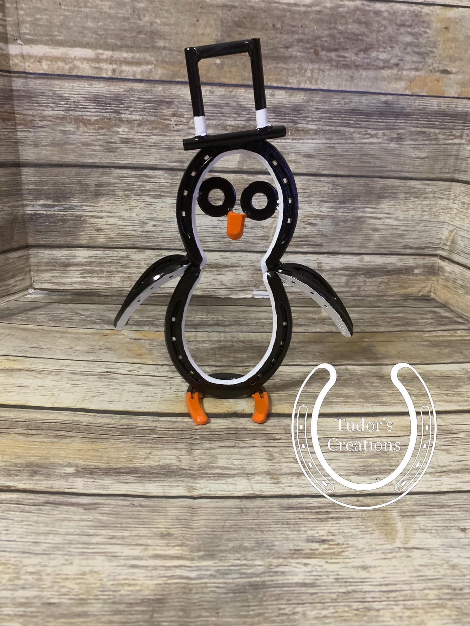 Horseshoe Penguin Horseshoe Decor Horseshoe Art Christmas Snow Etsy