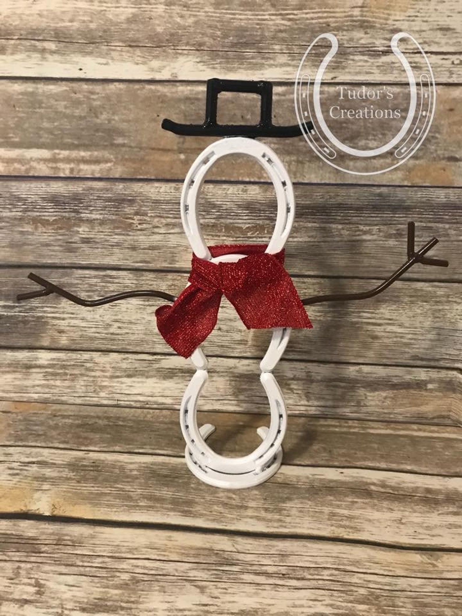 Horseshoe Snowman Christmas Horseshoe Art Horseshoe Decor Etsy