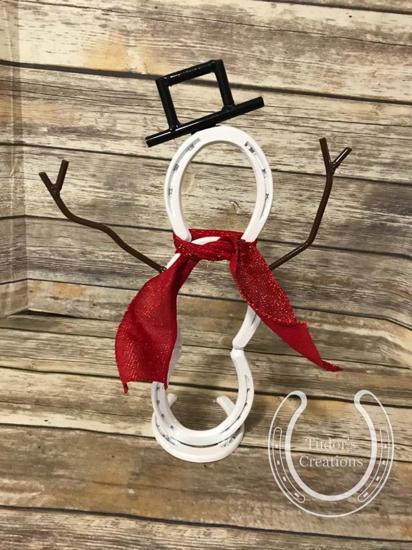 Horseshoe Snowman Christmas Horseshoe Art Horseshoe Decor Etsy