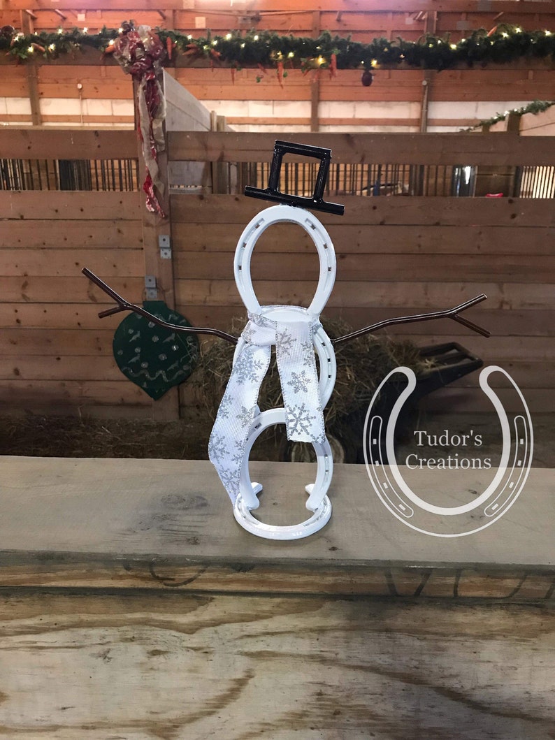 Horseshoe Snowman Christmas Horseshoe Art Horseshoe Decor Etsy