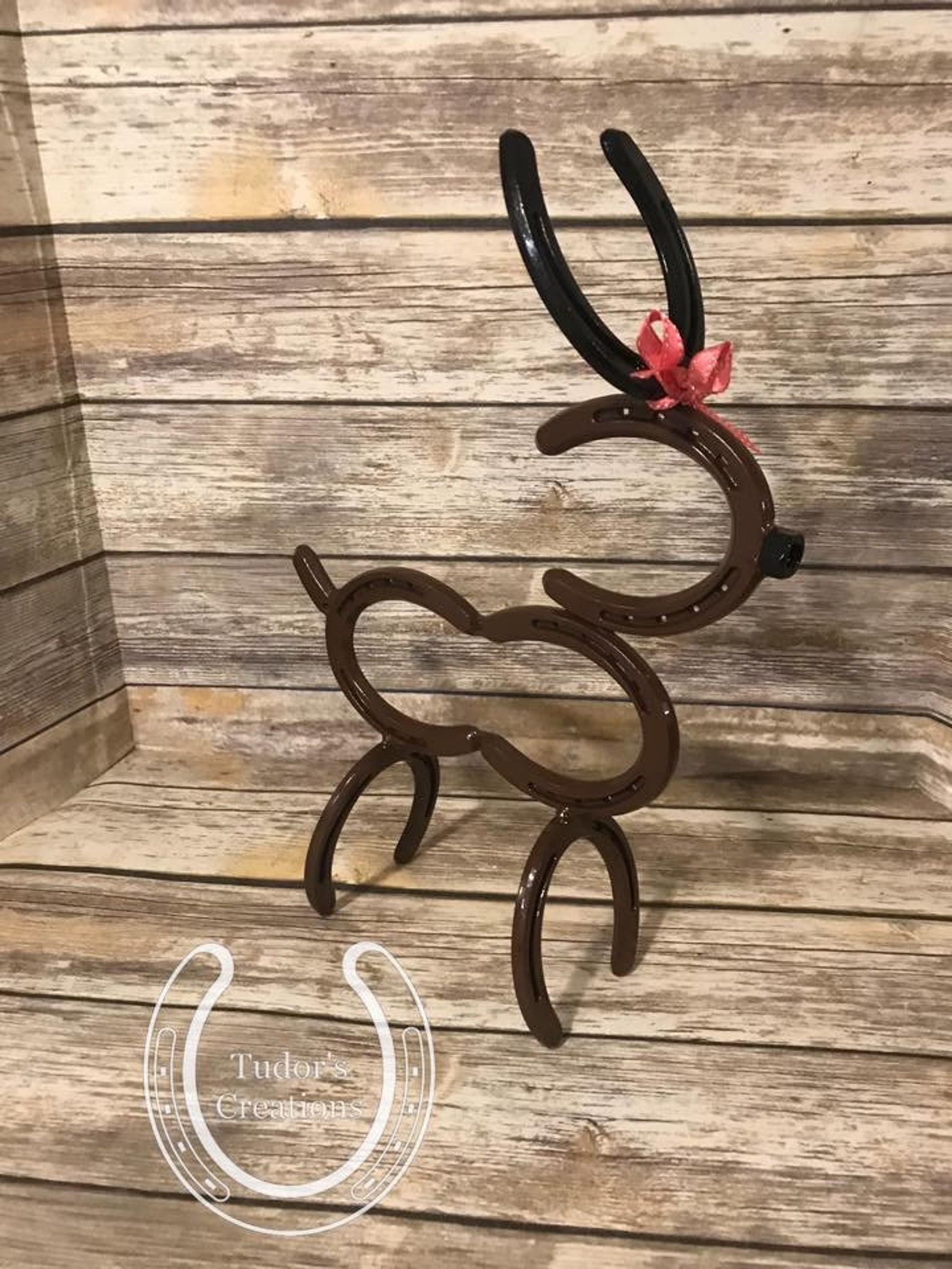 Horseshoe Reindeer Horseshoe Decor Horseshoe Art Christmas Etsy