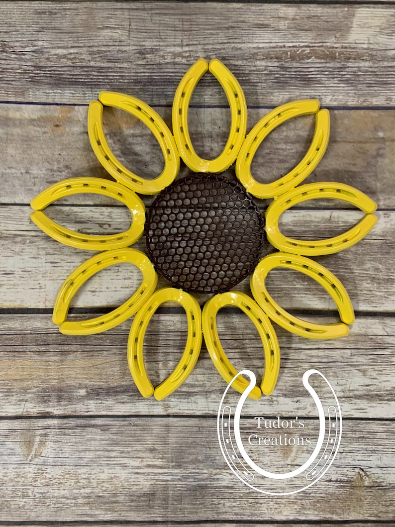 Horseshoe Sunflower Wall Art Horseshoe Art Horseshoe Decor Etsy