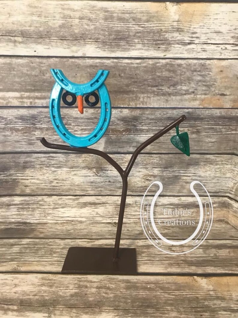 Horseshoe Owl on Branch Horseshoe Decor Horseshoe Art Desktop Etsy