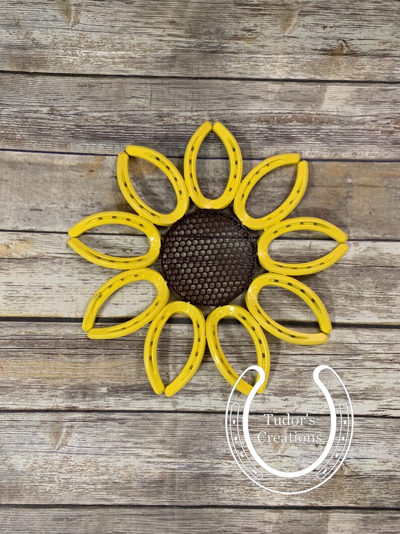 Horseshoe Sunflower Wall Art Horseshoe Art Horseshoe Decor | Etsy