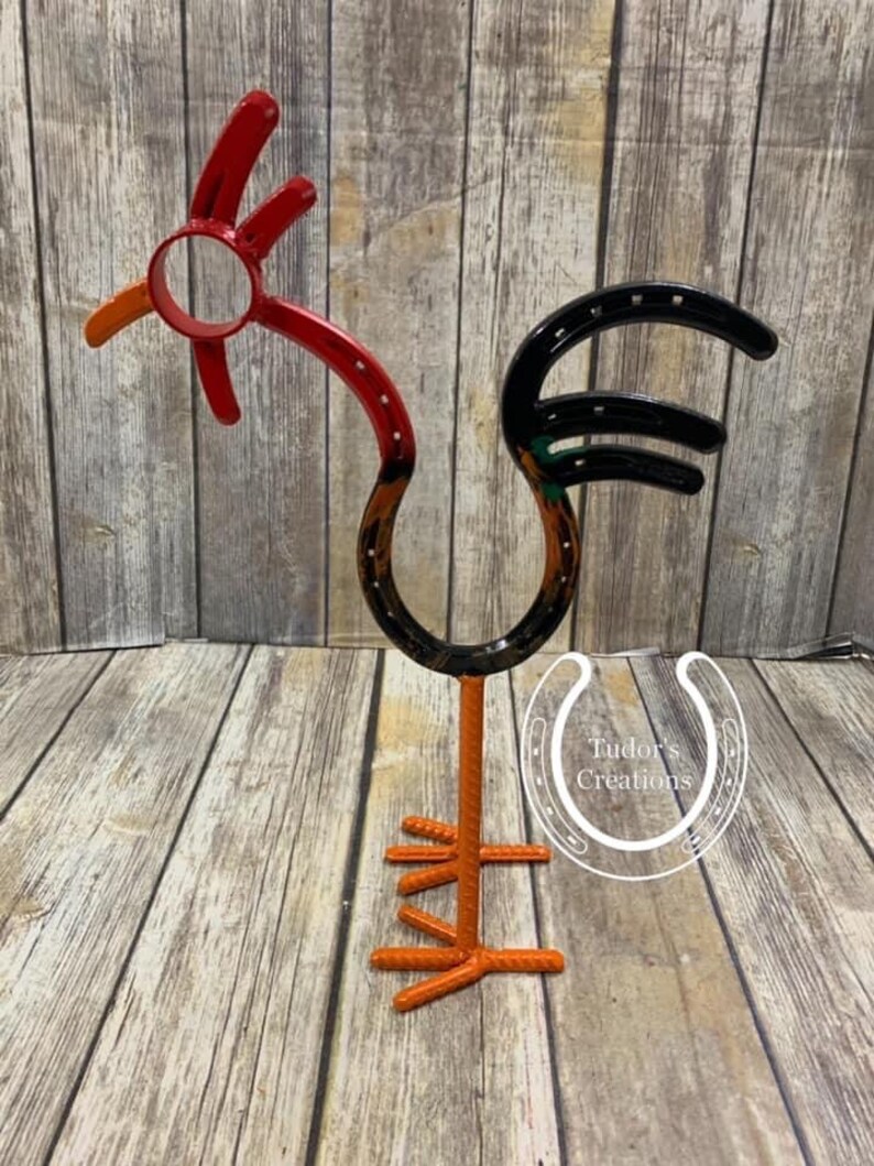 Horseshoe Rooster Chicken Horseshoe Art Horseshoe Decor Unique Etsy
