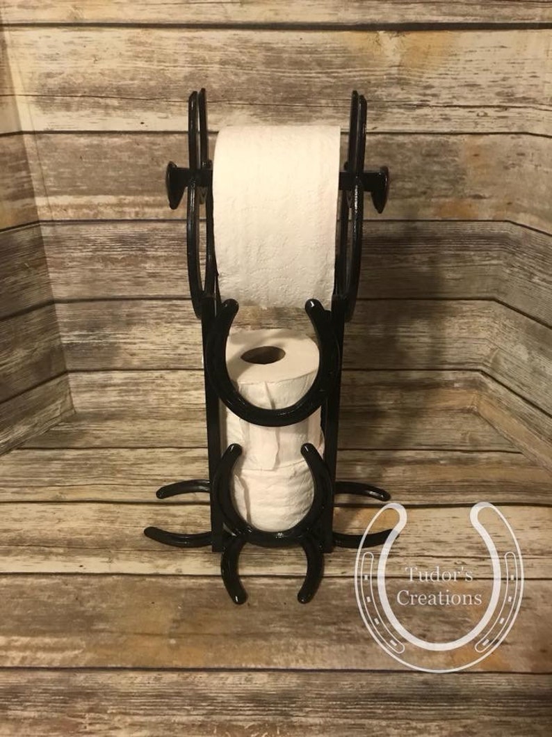 Horseshoe Toilet Paper Holder Horseshoe Art Horseshoe Decor Etsy