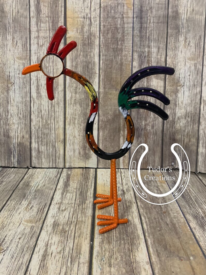 Horseshoe Rooster Chicken Horseshoe Art Horseshoe Decor Unique Etsy