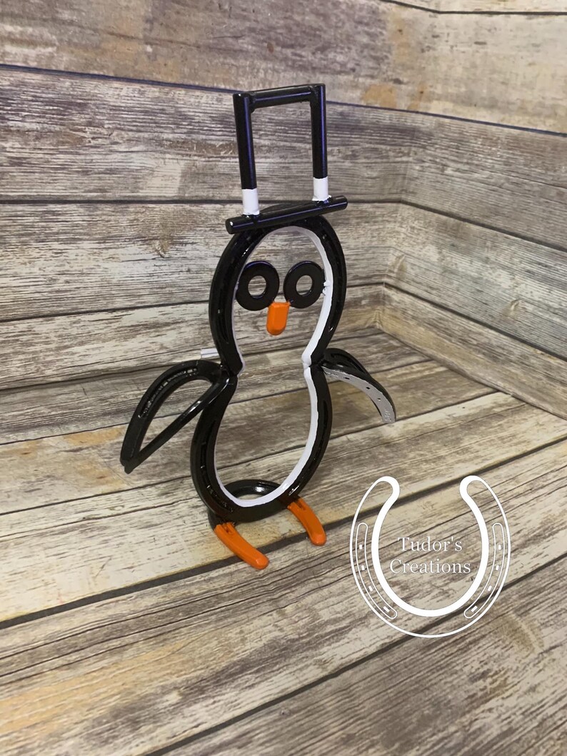 Horseshoe Penguin Horseshoe Decor Horseshoe Art Christmas Snow Etsy