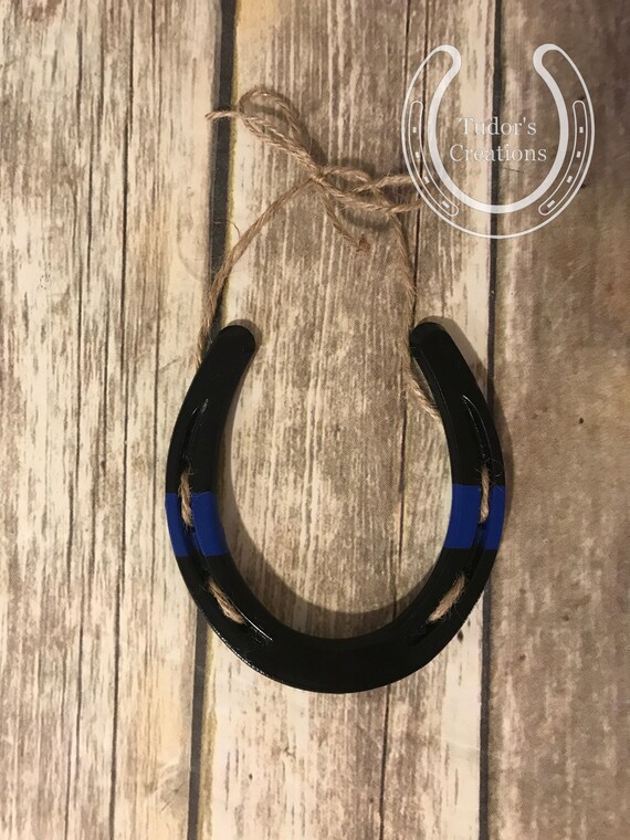 Thin Blue Line Horseshoe Hanger Horseshoe Decor Horseshoe Art Etsy