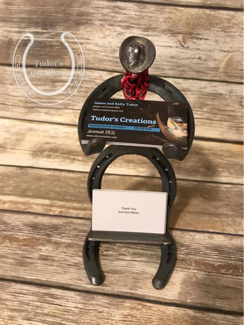 Horseshoe Cowboy Business Card Holder Horseshoe Decor Etsy