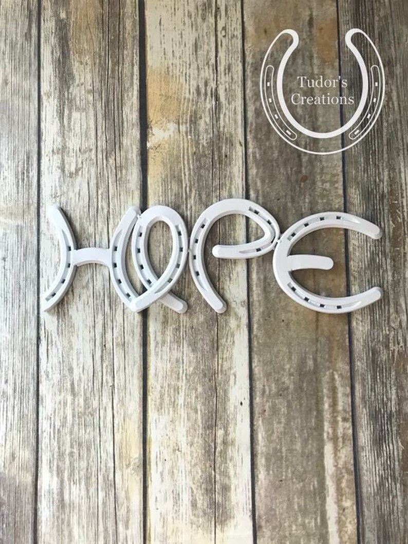 Horseshoe Letters Hope Horseshoe Decor Horseshoe Art Home Etsy
