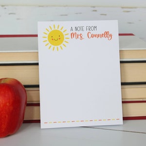 Gifts for Teachers, Personalized Teacher Notepad, Christmas Gift for Teachers, Personalized Gift, Style: Sunshine