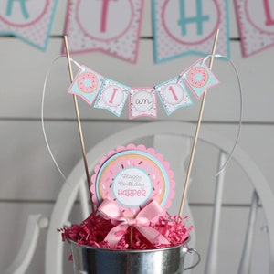 Donut Birthday Cake Topper Set, Cake Bunting & Topper Set, Donut Grow Up First Birthday Cake Banner Set, Smash Cake Topper