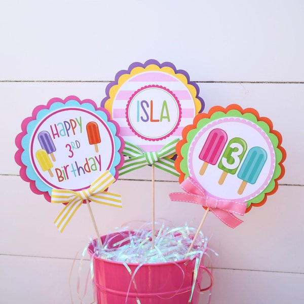 Popsicle Party, Summer Birthday Centerpiece Sticks, Ice Cream Summer Birthday Party Table Decorations, Birthday Centerpiece Sticks
