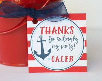 Nautical Birthday Party Favor Tags/Stickers - Nautical Birthday - Nautical Thank You Tags OR Stickers, Set of 12