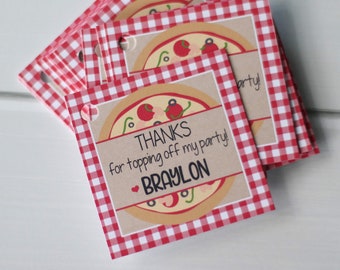 Pizza Party Birthday Party Favor Tags/Stickers - Pizza Parlor Birthday -  Thank You Tags OR Stickers, Set of 12