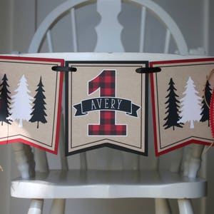 Lumberjack High Chair Banner - Buffalo Plaid Birthday High Chair Decoration - High Chair Bunting - First Birthday Decor