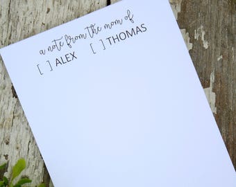 Personalized Notepad for Mom - Mother's Day Gift - Mom Notepad - Customized Gift for Her - Style: Mom Note (Black)