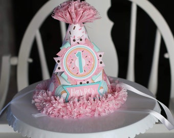 Donut Birthday Party Hat - Donut Grow Up First Birthday - Girl Birthday - Donut Birthday Party Decorations