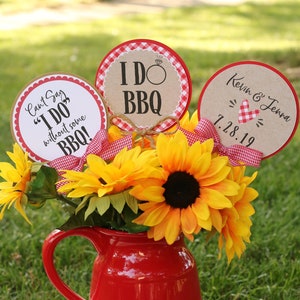 I Do BBQ Bridal Shower Centerpiece Sticks, Co-Ed Wedding Shower Table Decorations, BBQ Rehearsal Dinner Centerpiece Sticks