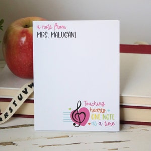 Music Teacher Notepad, Personalized Teacher Gift, Teacher Christmas Appreciation Gift, Style: Music Heart