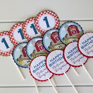 Farm Birthday Cupcake Toppers - Farm Party Decorations - Farm Animals Cupcake Picks