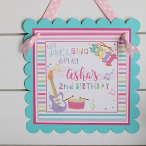 Music Birthday Welcome Door Sign - Musical Instruments Birthday Decorations Fully Assembled - Pastel Music Girly Birthday Party Decor