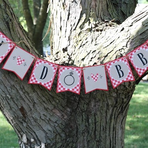 I Do BBQ Banner, &quot;I Do&quot; Barbeque Bridal Shower, BBQ Couples Shower, BBQ Rehearsal Dinner, Red Gingham Wedding Shower Banner, Barbecue Decor