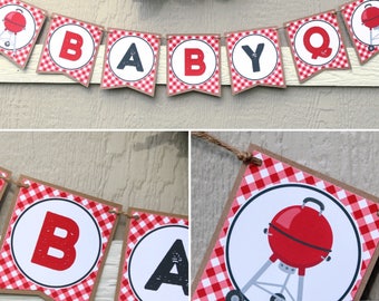 Baby-Q Baby Shower Banner - BBQ Baby Shower - Coed Baby Shower Decorations