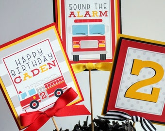 Firetruck Birthday Centerpiece Sticks, Firetruck Party Table Decorations, Fire Fighter Party Decorations, Birthday Centerpiece Sticks