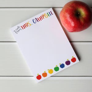 Gifts for Teachers - Personalized Teacher Notepad - Teacher Stationery - Teacher Appreciation Gift - Style: Rainbow Apples