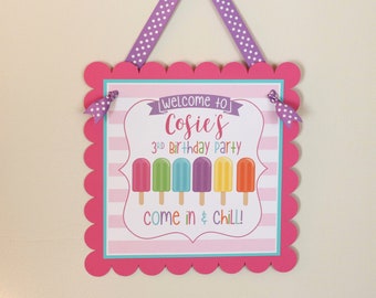 Popsicle Party Welcome Door Sign - Summer Birthday Party Decorations Fully Assembled - Popsicle Girl Birthday, Bright Colors