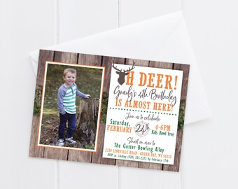 Hunting Birthday Party Invitation, Camo and Orange Deer Hunting Birthday,  Boy Hunter Birthday - Digital/Printable OR Printed & Shipped!