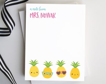 Teacher Notepad, Teacher Gift,  Pineapple Notepad, Notepad for Her, Personalized Notes, Pineapple Stationery - Style: Pineapples