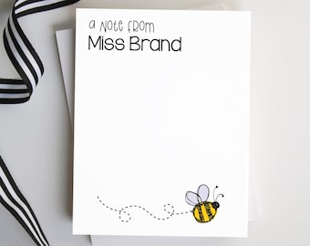 Teacher Notepad, Teacher Appreciation Gift,  Bumblebee Notepad, Notepad for Her, Personalized Notes, Bee Lover - Style: Bumblebee