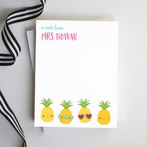 Teacher Notepad, Teacher Gift,  Pineapple Notepad, Notepad for Her, Personalized Notes, Pineapple Stationery - Style: Pineapples
