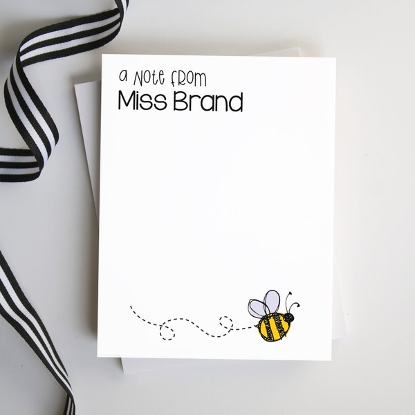 Teacher Notepad, Teacher Appreciation Gift,  Bumblebee Notepad, Notepad for Her, Personalized Notes, Bee Lover - Style: Bumblebee