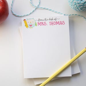 Teacher Notepad - Teacher Appreciation Gift - Teacher Holiday Gift - Owl Teacher Notepad - Style: Little Owl