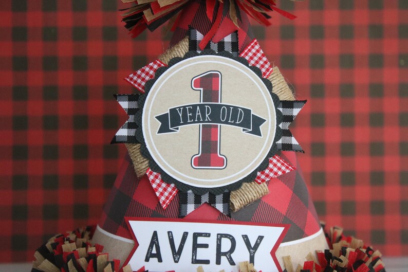Lumberjack Buffalo Plaid Birthday Party Hat Lumberjack Etsy