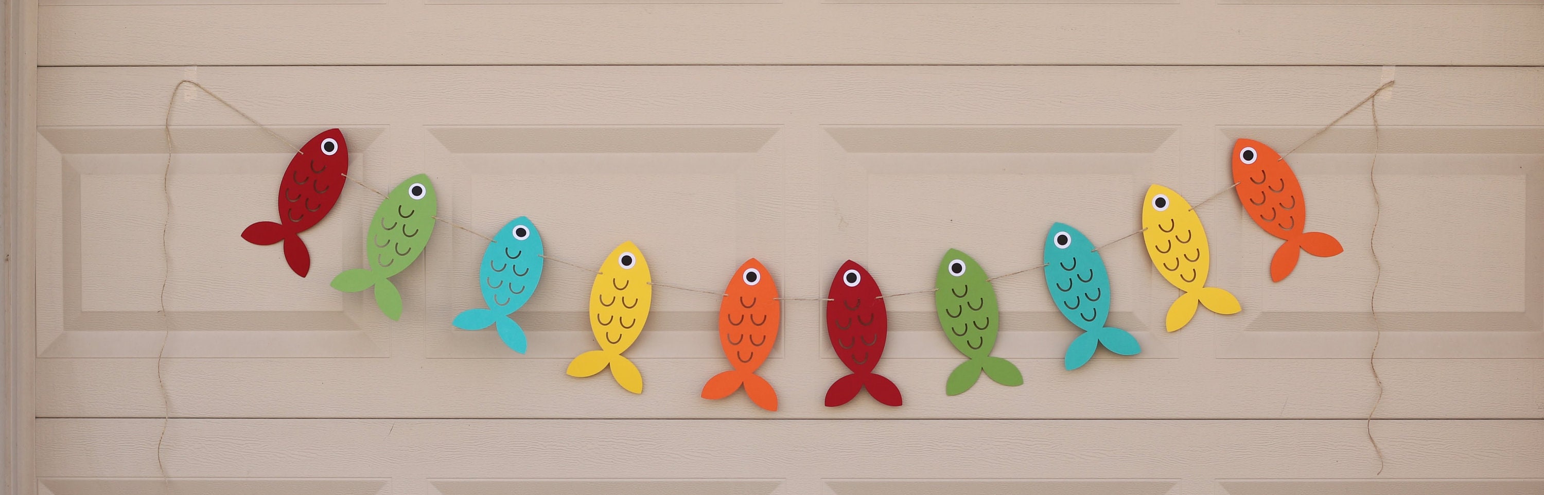 Fishing Birthday Banner Fish Cut Out String Banner Gone Etsy