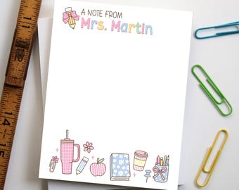 Preppy Teacher Personalized Notepad, Trendy Teacher Gift, Teacher Christmas Appreciation Gift, Personal Stationery, Style: Preppy Teacher