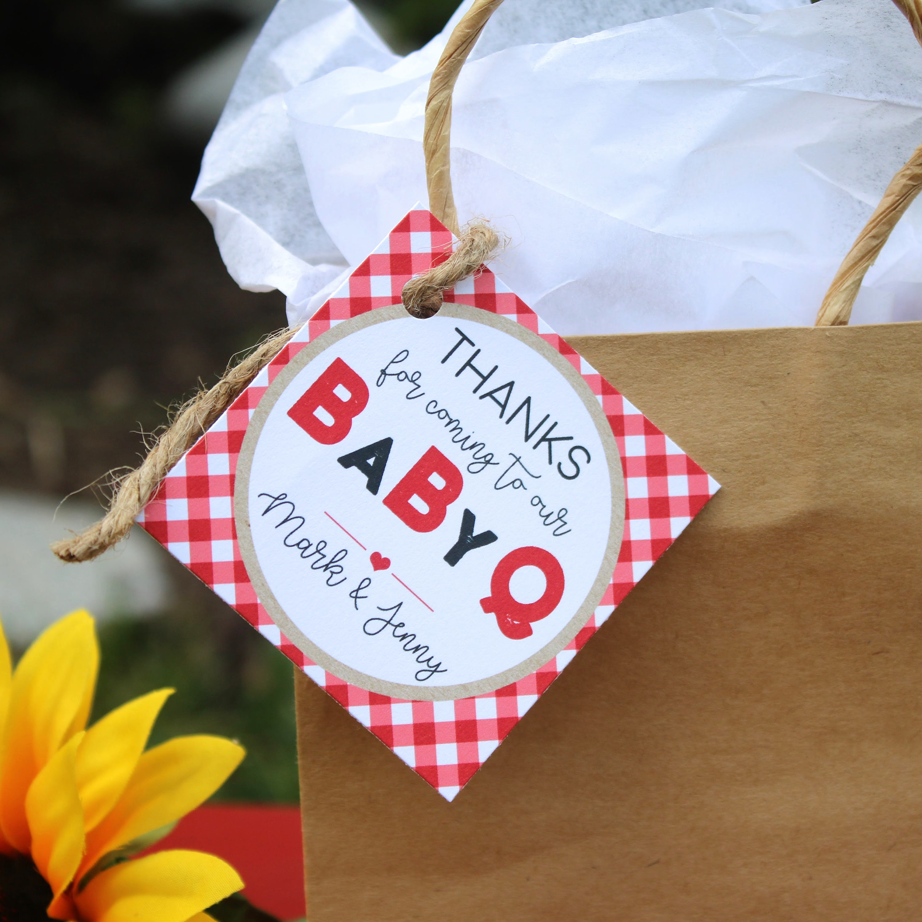 Babyq Baby Shower Favor Tags/stickers BBQ Baby Shower Etsy