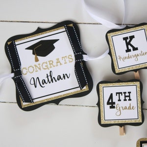 Graduation Photo Banner, Class of 2024 Graduation Decorations, Grad Photo Display, Through the Years, Black/Gold or Choose Your Colors image 2