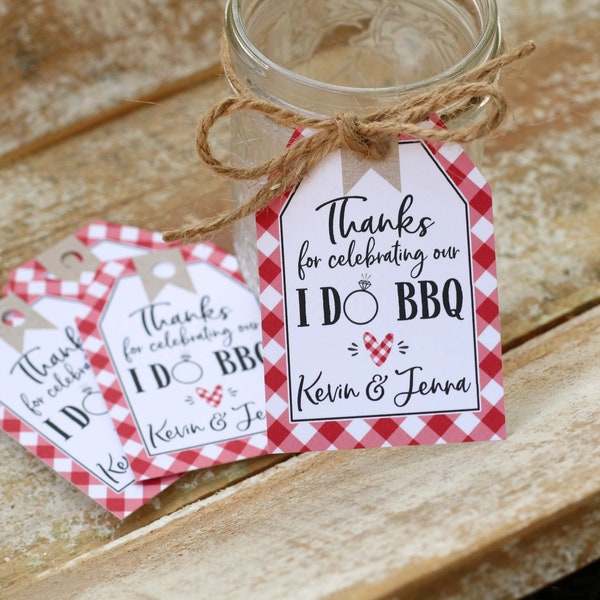 BBQ Bridal Shower Favor Tags/Stickers, I Do BBQ Couples Shower, Rehearsal Dinner, Barbeque Thank You Tags OR Stickers, Set of 12