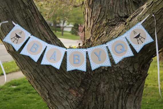 Baby-Q Baby Shower Banner, Light Blue BBQ Baby Shower, Coed Baby Shower Decorations, Summer Baby Shower Decor, Barbecue Baby Shower