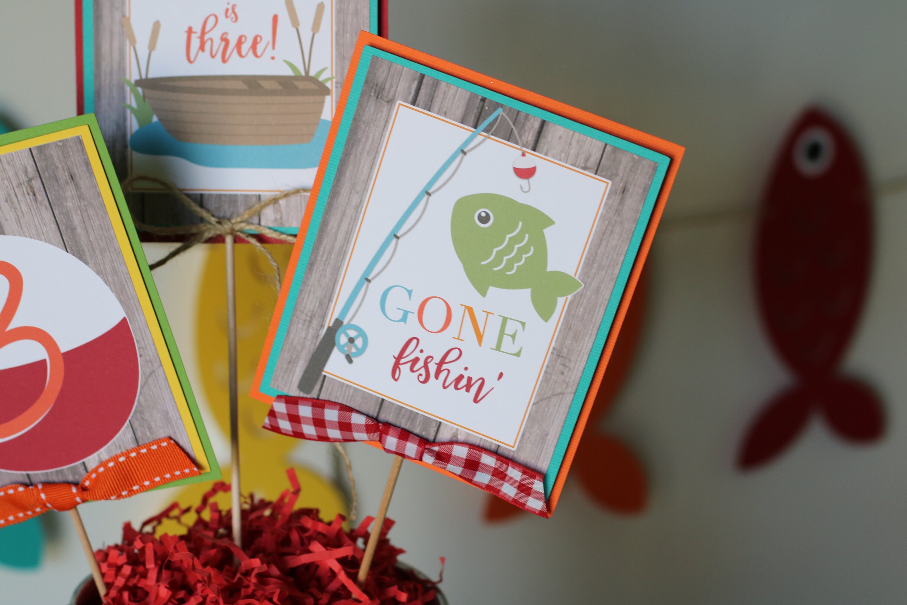 Fishing Birthday Centerpiece Sticks Gone Fishing Party Table Etsy